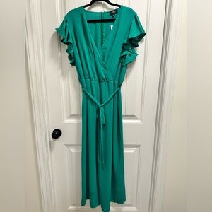 MSK Teal Jumpsuit with Ruffled Sleeves and Waste Tie